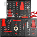 tectake® Werkzeug Lochwand aus Metall, 200 x 60 x 2 cm, Werkzeugwand Lochplatte, inkl. Werkzeughalter Set Haken und Halterungen, Wandregal Regalsystem für Werkbank, Garage, Werkstatteinrichtung - 5tlg