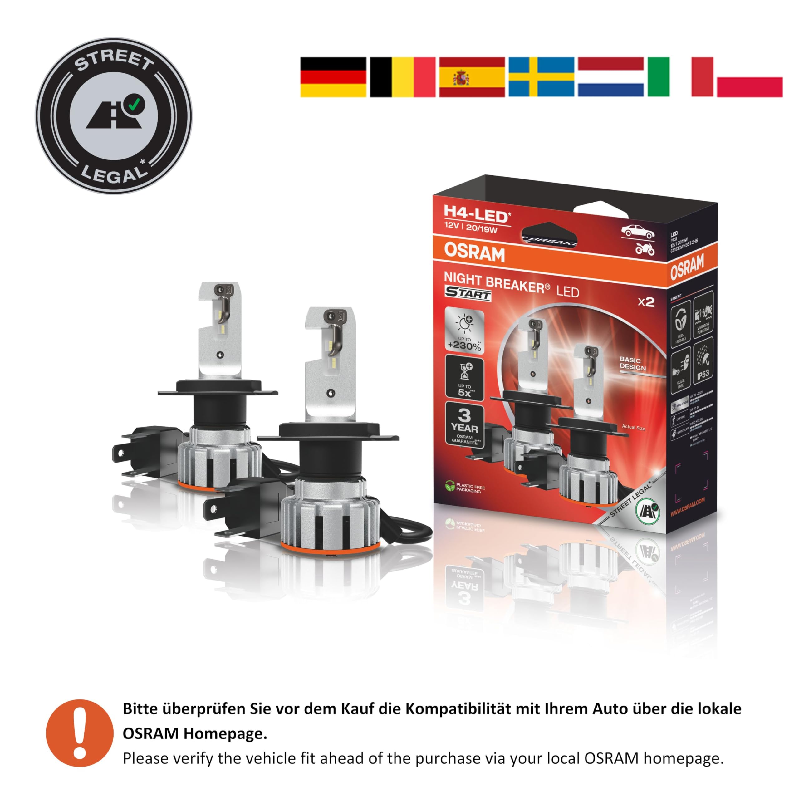 Osram Night Breaker Led Start H4 Straßenzulassung LichtleistungPlus Autofahrerinnen