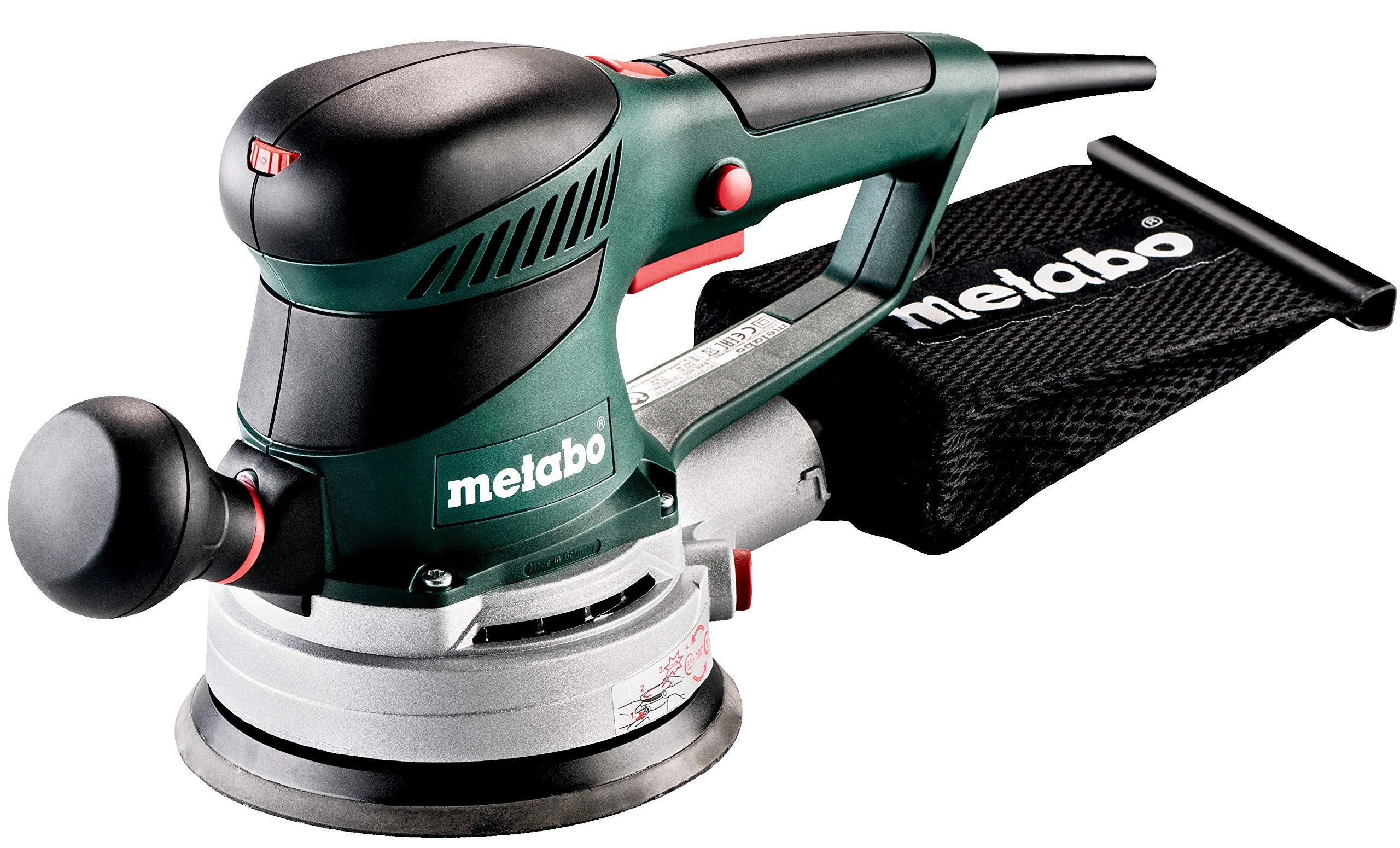 Metabo Exzenterschleifer SXE 450 TurboTec – 600129000 – Mit patentierter Duo-Schwingkreisverstellung, Vario (V)-Elektronik u. v. m. – Nennaufnahmeleistung: 350 W – 4 m Kabellänge