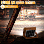 100W Baustrahler Akku Solar Arbeitsleuchte, 466 LED 5 Modi, 10000LM 12000mAh USB-wiederaufladbar, IP66 wasserdicht Akku Arbeitsleuchte Tragbar im Freien für Baustelle, Camping, Garage, Notfälle