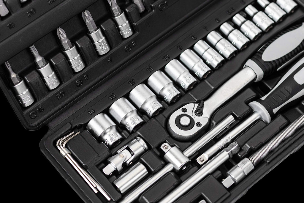 Connex Bit- und Steckschlüssel-Satz 52-teilig - Stabiler Kunststoffkoffer - 1/4 Zoll - Umschaltknarre mit Schnelllösefunktion - Für Montage- & Schraubarbeiten / Stecknuss-Set / Bit-Set / COXB365010