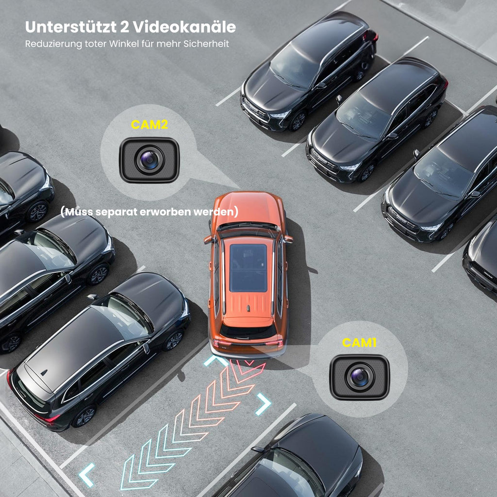 Foxpark Rückfahrkamera Kabellos Auto: 4,8" 1080P Rückfahrkamera Funk Unterstützung 2 Kameras, Rückfahrkamera Nachrüsten mit Stabiles Signal, IP69K Wasserdicht, 6 Parkhilfslinien für AUTO LKW Wohnmobil