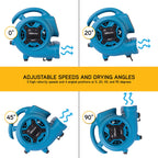 XPower P-230AT Mini Mighty 1/4 HP 925 CFM Centrifugal Air Mover, Carpet Dryer, Floor Fan, Blower, Stackable, Daisy Chain, for Water Damage Restoration, Janitorial, Plumbing, Home Use