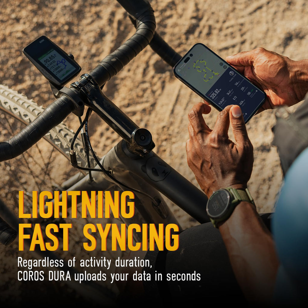 COROS DURA Solar GPS Fahrradcomputer, 120 Stunden GPS-Akkulaufzeit, Solaraufladung, 2,7” MIP Farb-Touchscreen Fahrrad Navi, schnelle Datensynchronisierung, Turn-by-Turn Navigation, Dualfrequenz GPS