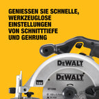 DEWALT 18 Volt Akku-Handkreissäge (760 Watt Abgabeleistung, Sägeblatt-ø: 165 x 20 mm, bis 50° Neigungsverstellung, 24-Zahn HM Sägeblatt, T STAK Box VI, Lieferung ohne Akku & Ladegerät), DCS391NT-XJ