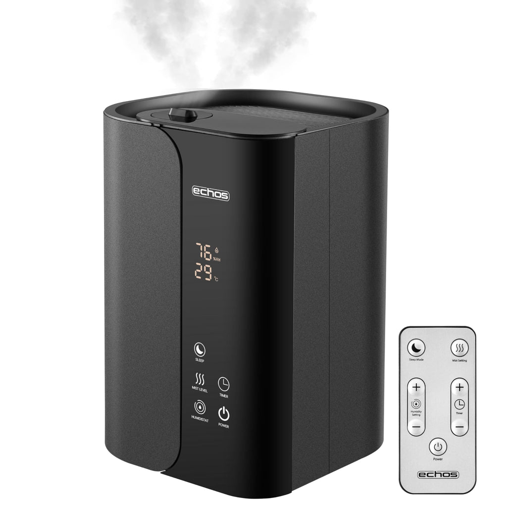 Steinborg® Luftbefeuchter 5 Liter Ultraschall Vernebler mit Fernbedienung Luftreinigungsgerät Luftreiniger Hygrometer LED-Touch-Display ultra leise leistungsstark 350ml/h Öl Aroma Fach Timer Auto-Stop