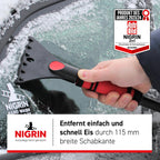 NIGRIN Eiskratzer Auto mit Schneebesen, ergonomischer rutschfester Softgriff, aus hochstabilem ABS, Schwarz-Rot