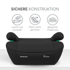KikkaBoo i-Pop Kindersitzerhöhung Auto Kinder, i-Size, Isofix, 22-36 kg, Gruppe 3, 7-12 Jahre, Autositz Sitzerhöhung, Schwarz