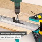 wolfcraft Dübelleiste 4650000 – Präzise Bohrschablone zum Möbelbau von Schränken & Regalen – Für Dübelverbindungen und Lochreihen – 32mm Raster
