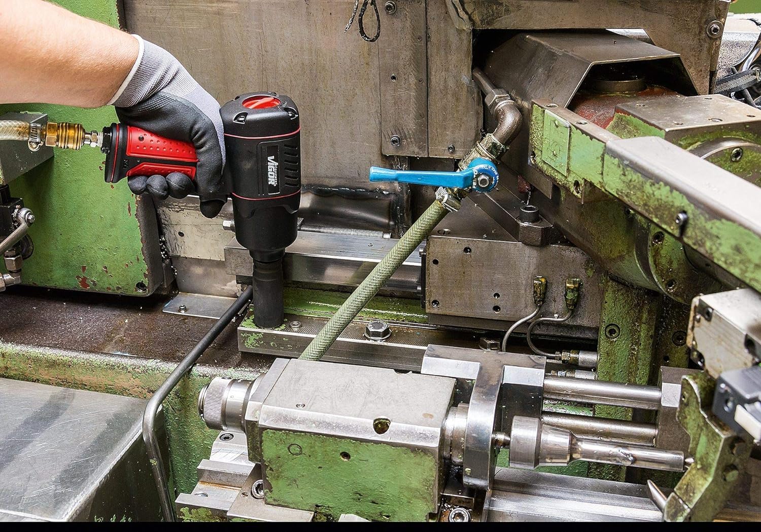ViGOR V4800 Druckluft-Schlagschrauber - max. Lösemoment 1200 Nm, Vierkant 12,5 mm (1/2 Zoll) - vibrationsarmer Druckluftschrauber zum Anziehen und Lösen von Schrauben