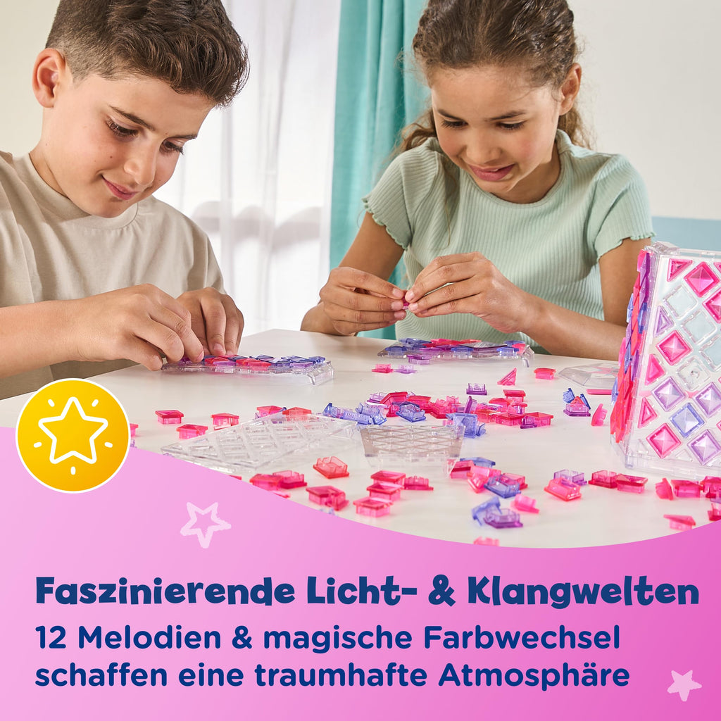 Vtech Mosaic Magic Lights Lampe – Personalisierbare Kinderlampe mit wiederverwendbaren Mosaiksteinen – Inkl. Nachtlicht-Funktion, Lichtmustermodus und Musik – Für Kinder von 5-9 Jahren