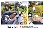 ROCKIT Kinderwagenschaukler -Das Original- Einschlafhilfe Baby wiederaufladbar (USB), stufenlos einstellbar & ultraleise mit 60-Min Timer -inkl. Halterung, Rocker Rakete schaukelt Kinderwagen & Buggy