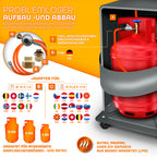 TRESKO 4200 Watt Gasheizung inkl. Gasdruckregler Gasschlauch + Abdeckung | Gasheizer Gasofen Gasheizofen mit 3 Stufen | Infrarot Gasheizgerät (Anthrazit)