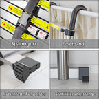 SIMPDIY 3,8M Teleskopleiter, Aluleiter ausziehbar mit Stabilisator, Leiter Ausziehbar mit Haken, 13 Sprossen, für Hause, Wohnmobil und Freien, Tragkraft 150 kg
