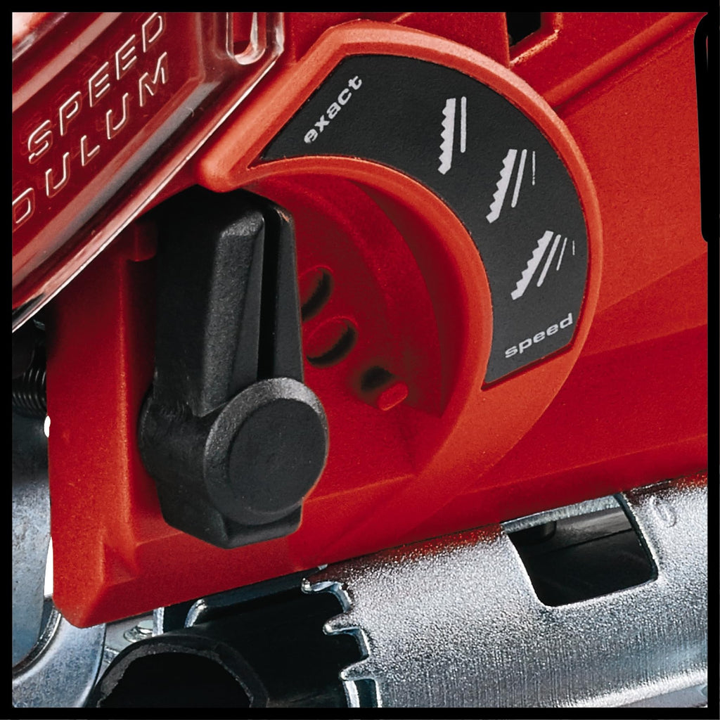 Einhell Stichsäge TC-JS 85 (620 W, max. 85 mm, 45° Schrägschnitt, Hubzahlregelung, 4-Stufen Pendelhub, Absaugadapter, Parallelanschlag)