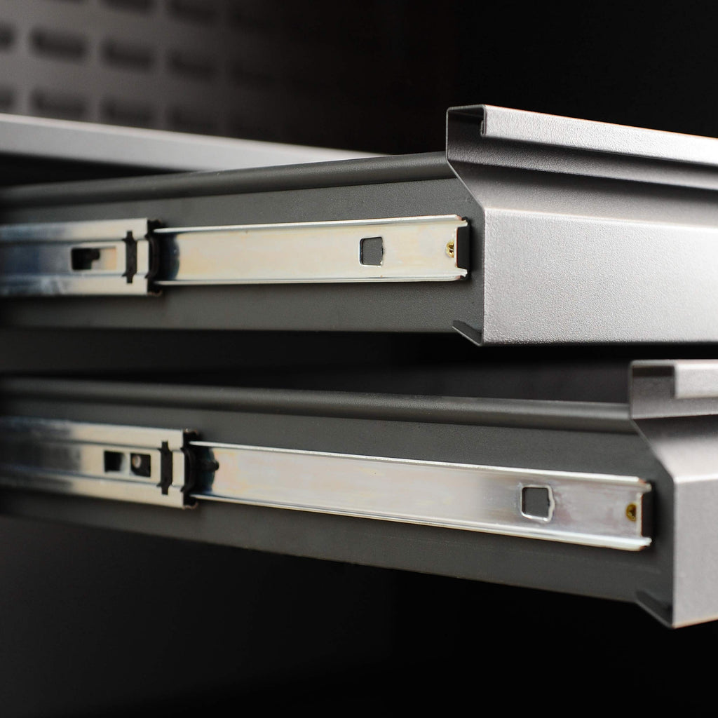 Jan Nowak Werkzeugschrank TC02AM Werkstattschrank mit Schubladen Flügeltüren Metallschrank 3 Fachböden Pulverbeschichtung 185 cm x 92 cm x 50 cm (Rot)