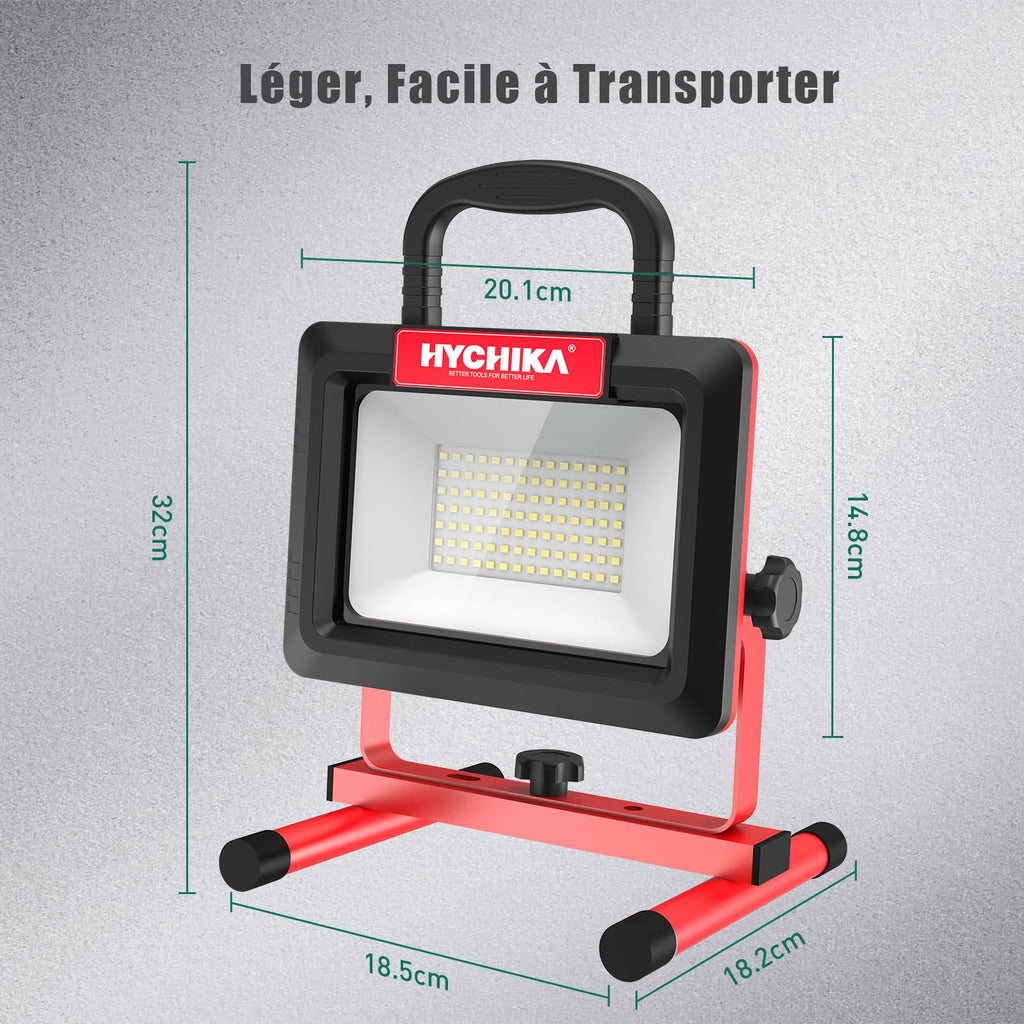 HYCHIKA LED Baustrahler 100W, LED Strahler 12000 LM 6500K, 2 Modes Adjustable Brightness, 360° Degree Rotation Wasserdichtes IP65 Arbeitsleuchter Drehbar, 2 m Kabel mit Stecker für Werkstatt Baustelle