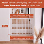 hauck Clear Step Autoclose 2, Weiß - Kinderschutzgitter Hundegitter Verstellbare Breite 75-80cm, 77cm Hoch, Selbstschließend, Flacher Einstieg, Beidseitige Einhand Öffnung, ohne Bohren