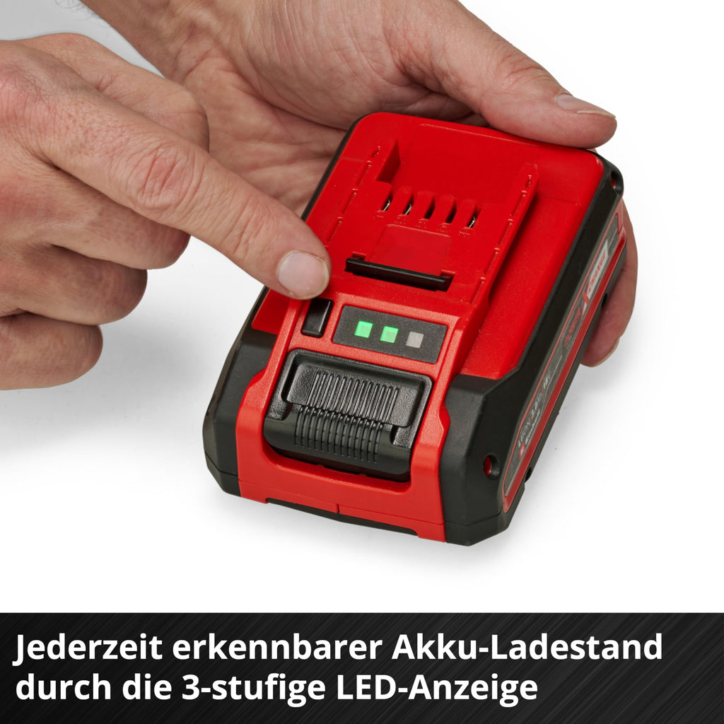 Original Einhell 4 Ah PLUS Power X-Change Starter Kit (1x 18 V 4 Ah PLUS Akku, 1x 3 A Ladegerät, 75 min Ladezeit, passend für alle Power X-Change Geräte)