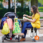 Baby Uma Kinderwagenhaken (2er-Pack) - Universelle Kinderwagen Haken für Taschen, Rutschfeste Klettverschlüsse, Stabile Karabinerhaken mit 5 kg Tragkraft