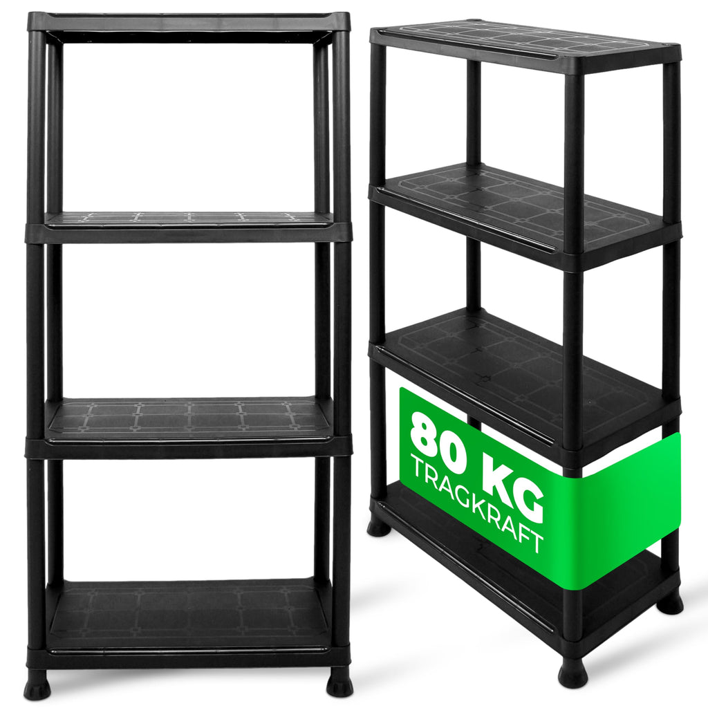 Ondis24 Steckregal 60 x 30 x 131 (H) cm, 4 Böden, Kunststoffregal, Schwerlastregal, bis zu 80 kg, Regal, Lagerregal (1 Stück)