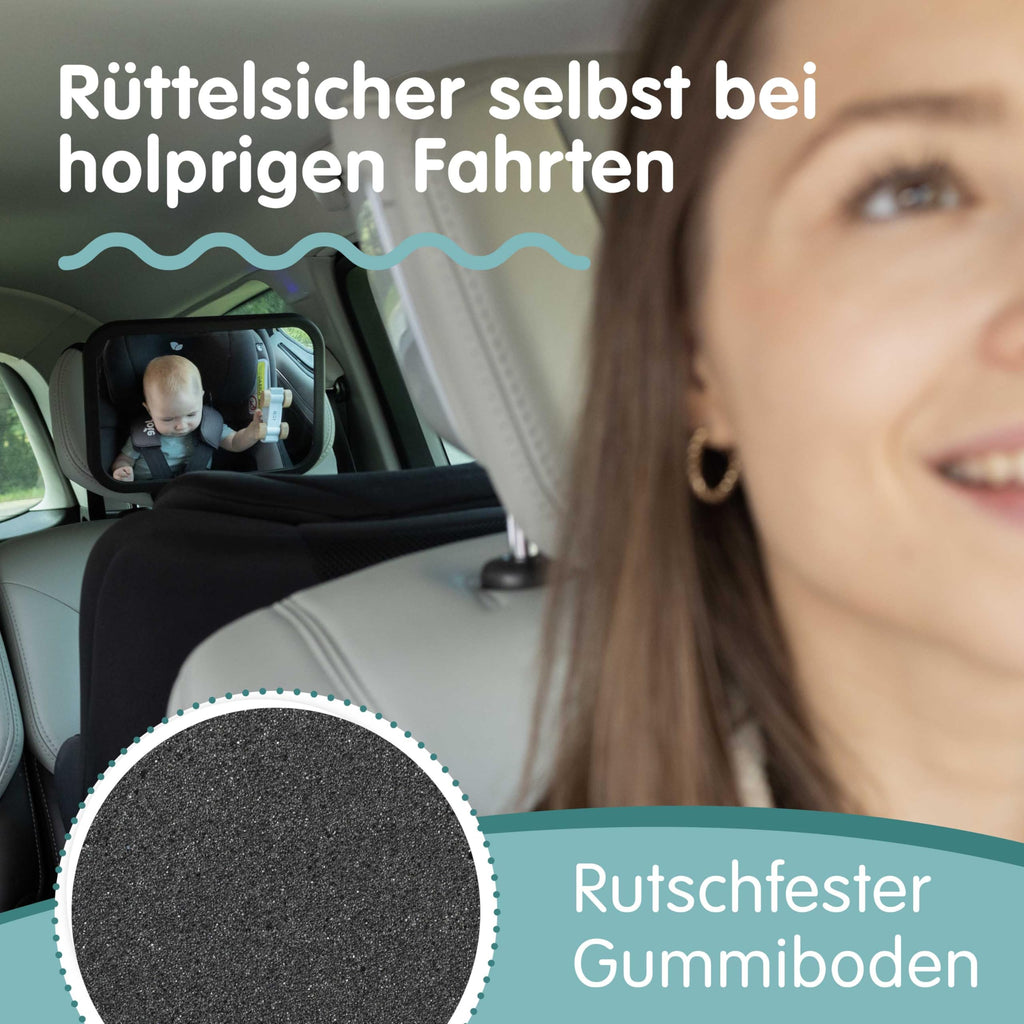 Onco 360° Baby Autospiegel - 2025 Vergleichssieger, 100% bruchsicher & rutschfest, 2024 & 2023 preisgekrönt, klares Sichtfeld, Spiegel Auto Baby Rückbank (17,5 x 24,5 cm)