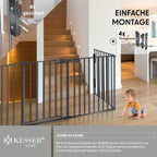 KESSER® Kaminschutzgitter mit Tür 600 cm Metall Ofenschutzgitter Laufgitter Laufstall Absperrgitter Tierschutzgitter Türschutzgitter für Kinder-Sicherung, 10-teilig Elemente (je 60 x 75 cm) Anthrazit