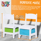 Baby Vivo Kindersitzgruppe Kindertischgruppe Kindermöbel Kinderzimmer Set mit multifunktionalem Tisch und 2 Stühlen aus Holz - Moritz