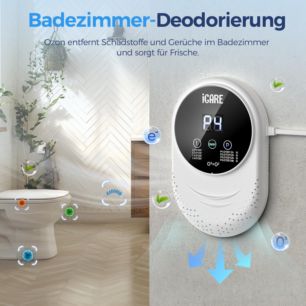 Ozongenerator, Geruchsvernichter für Zuhause und Katzentoilette, geruchsneutralisierer, Lufterfrischer, Ozon Geruchsentfernung für Badezimmer, Küche, Rauch, Autos, Haustiere, Formaldehyd und Geruch