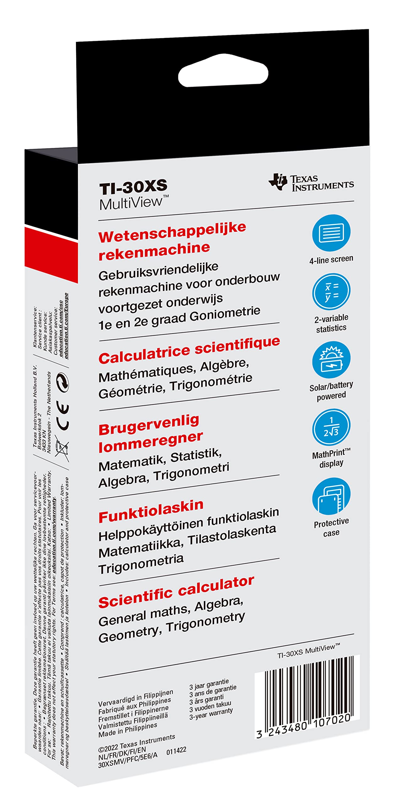 Texas Instruments TI-30XS MultiView Schulrechner (bis zu 4-zeiliges Display, Solar- und Batteriebetrieb)