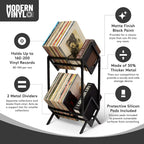 MODERN VINYL Schallplattenhalter – mattschwarzes Metall – 160–200 LP Aufbewahrung – einfache, schnelle Montage – Vinyl-Display, Aufbewahrung – High-End-Design – schützt Vinyl – Organisieren von Alben