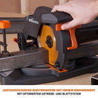 Evolution Gehrungssäge R210CMS | 1200 W Gehrungssäge | Inkl. Ø 210 mm HM-Sägeblatt Multi-Material-Schneiden Holz, Aluminium, Stahl, Kunststoff | 0°- 45° Fase und 45°- 45° Gehrungswinkel | Kappsäge