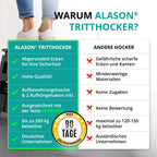 VERGLEICHSSIEGER - Alason® Tritthocker Klappbar 39cm, Belastbar bis 200kg – Mit Aufhängehaken & Aufbewahrungstasche – Platzsparender, Faltbarer Hocker in Anthrazit/Schwarz für Zuhause, Küche & Bad