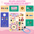 Unicorn Busy Board Montessori Spielzeug ab 1 jahr Activity Board Holzspielzeug Mit 10 Schaltern und 23 LED Lichtern Sensorik Spielzeug Motorikspielzeug für Babys und Kinder ab 1 2 3 4 Jahre Mädchen