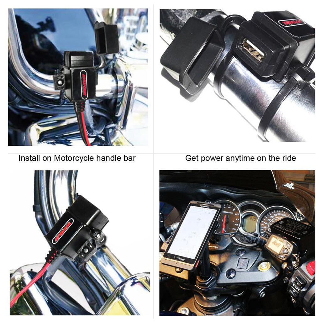 MOTOPOWER MP0609AA-UK 3.1Amp Wasserdicht Motorrad USB Ladegerät Kit Telefon Tablet GPS Ladegerät für Motorrad, Fahrrad, ATV