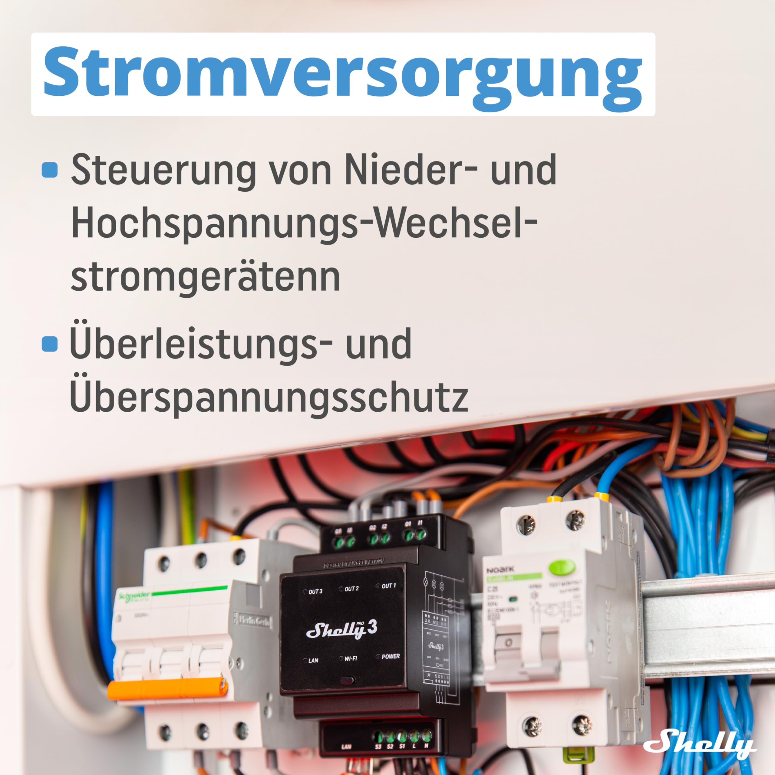 Shelly Pro 3 | WLAN & LAN 3-Kanal 3-Phasen Smart DIN-Schienen Relais Schalter - 48A | Alexa & Google Home | iOS Android App | Hausautomation | Lichtsteuerung | Fernsteuerung motorisiertes Ventil