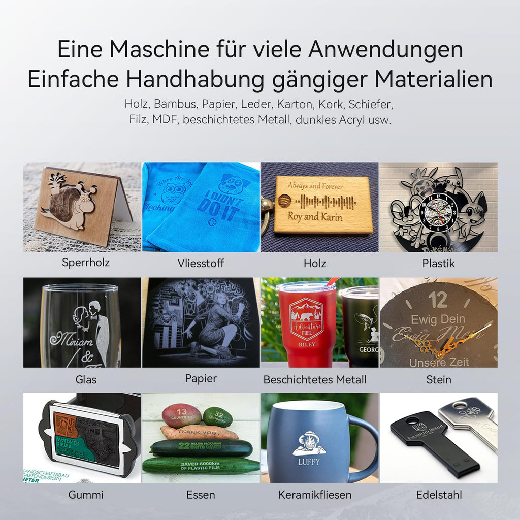 ATOMSTACK 12 W Laser graviermaschine, Gravurfläche 300 × 300 mm, Swift 12 W Serie Laserschneider, 0,01 mm hochpräzise Laser Cutter für Holz und Metall, dunkles Acryl, Leder (Schwarz, Swift-12W)