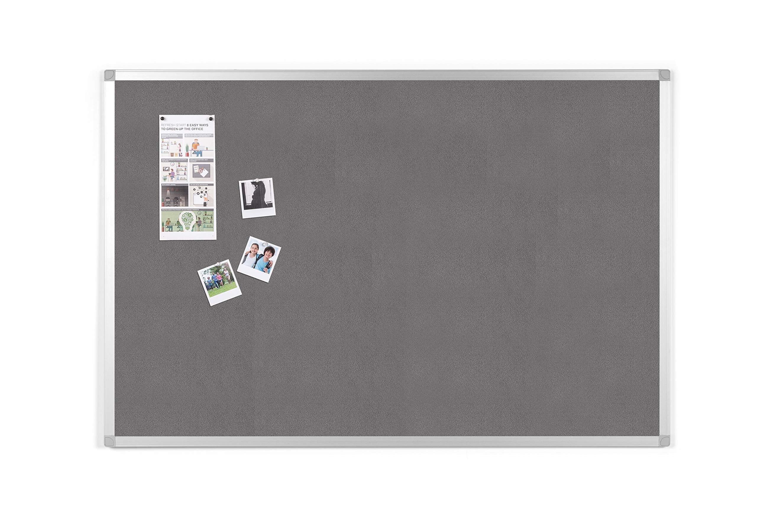 BoardsPlus - Pinnwand - 90 x 60 cm - Grauem Filztafel mit Aluminiumrahmen