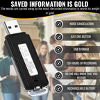 Digitales Diktiergerät, USB, Mini-Sprachaufnahme, Spion, 8 GB, kleiner Spion, USB, für Meetings, Interviews, Konferenzen, Unterricht, mit Speicher für mehrere Stunden Aufnahmezeit ST-1