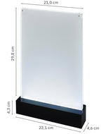 Sigel TA420 Beleuchtbarer LED-Tischaufsteller A4, hochwertiges glasklares Acryl mit schwarzem Sockel - geeignet für Gastronomie und Events, Werbeaufsteller