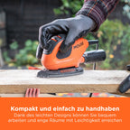 BLACK+DECKER 55W Kompakter elektrischer Deltaschleifer, mit Staubabsauganschluss und 15 Zubehörteilen, inklusive Schleifblättern, Detailschleifspitzen und einer Softtasche, BEW230BC-QS