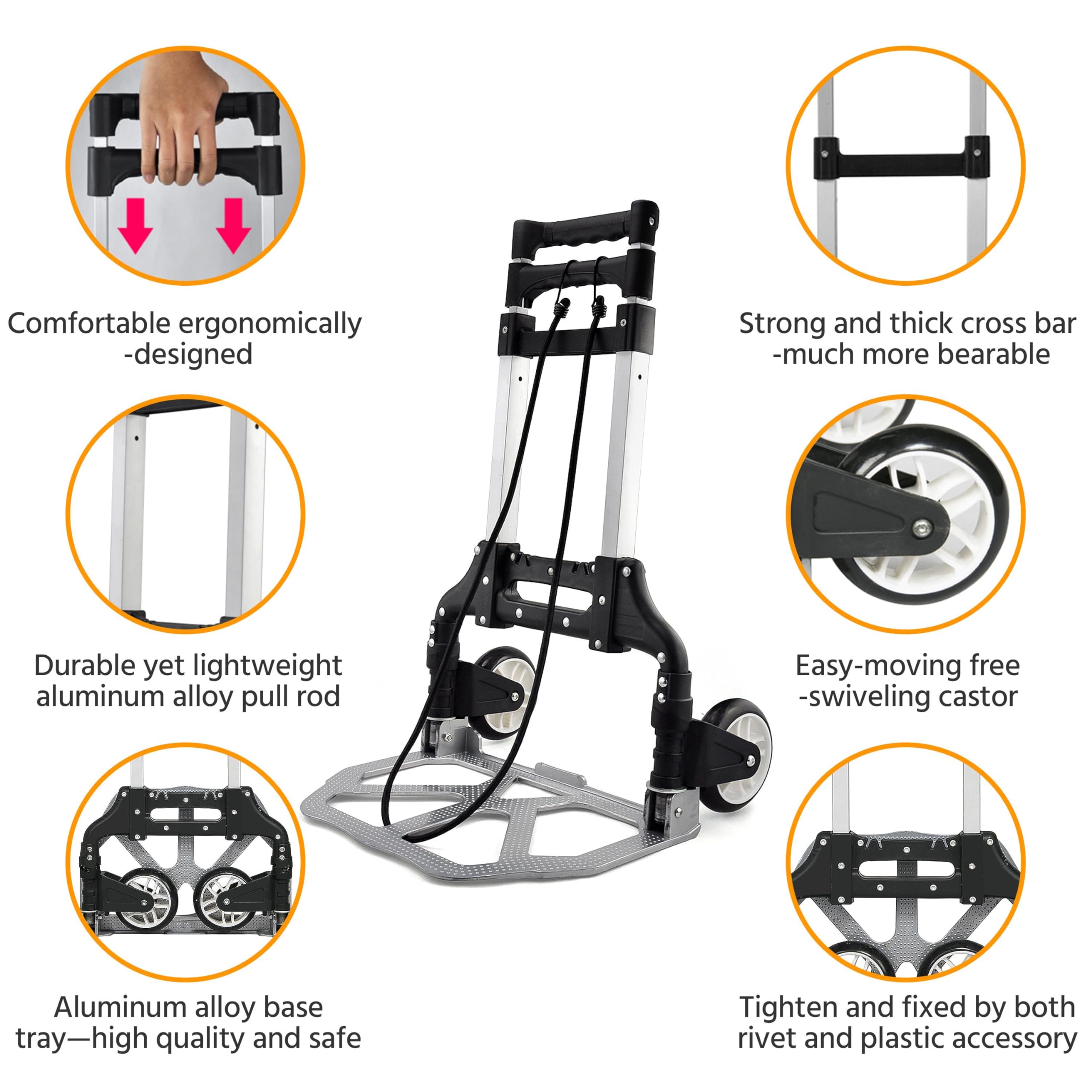 Yaheetech Sackkarre klappbar Transportkarre mit Gummiräder Stapelkarre Handewagen mit Anti-Rutsch Handgriff Transportwagen Trolley belastbar bis 75 kg