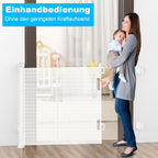 Einziehbares Hundegitter ohne Bohren, Kein Bohrer Ausziehbare Babygitter für Treppen Erweiterbar auf bis zu 150 cm breites Hundegitter für Türen, Flure, drinnen und draußen