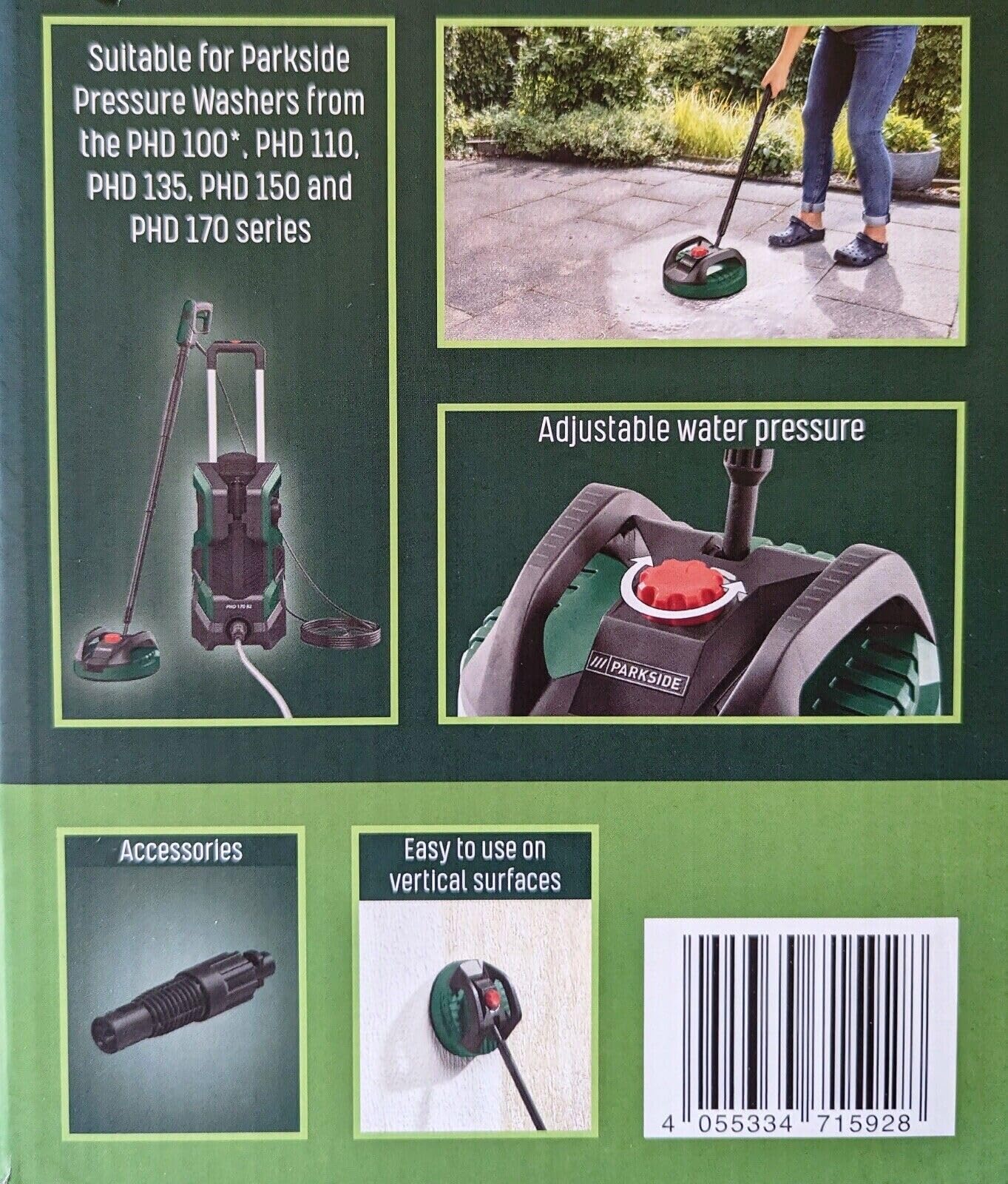 Parkside Oberflächenreiniger PFR 28 B3 / 28 cm für Hochdruckreiniger mit Adapter, grün