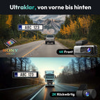 BOTSLAB Dashcam Auto Vorne Hinten 4K+2K mit GPS WiFi und Hardwire-Kit, Dash Cam Auto Kamera mit ADAS, Kostenlose 64-GB-Karte, 24/7 Parküberwachung, 2,45" IPS, Nachtsicht, WDR, 170°Weitwinkel