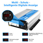 GIANDEL 2000W Wechselrichter 12V auf 230V Reiner Sinus Spannungswandler Kompatibel Lithium-Batterie, Für Wohnmobil, LKW, Zuhause, Off-Grid Solarstrom Umwandler-Inverter mit LED-Anzeige