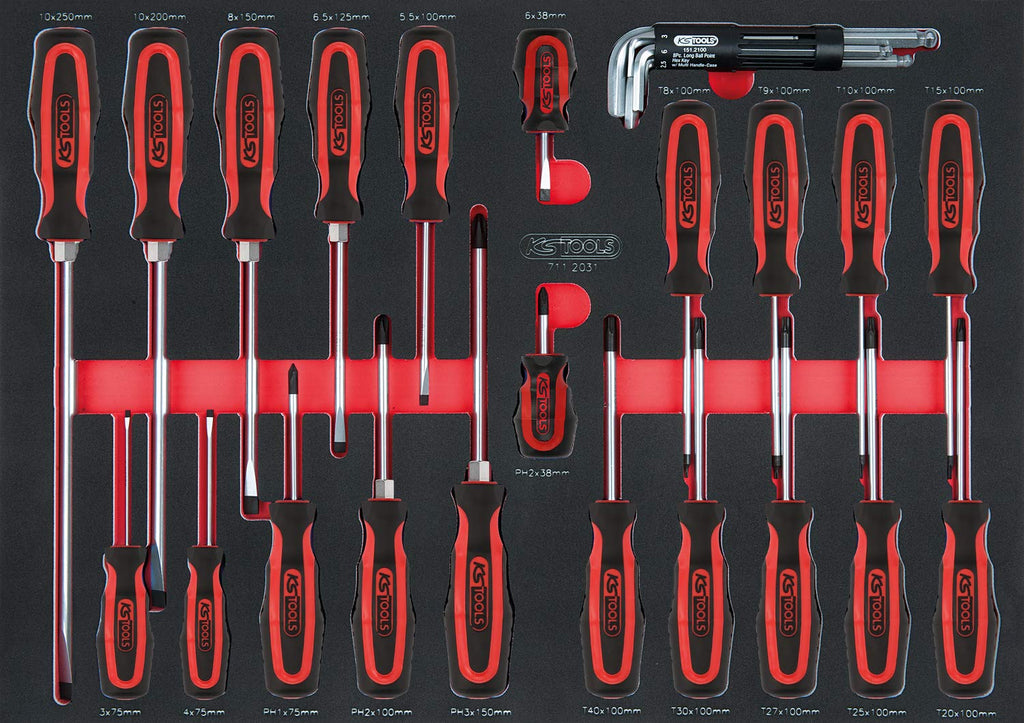 KS Tools 826.7598 Racingline Schwarz/rot Werkstattwagen mit 7 Schubladen und 598 Premium-Werkzeugen