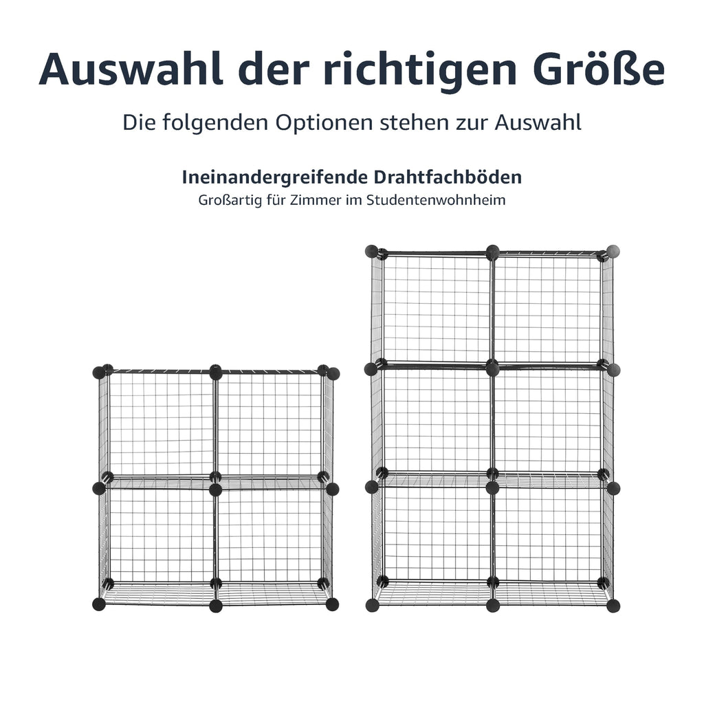 Amazon Basics 6 Stück Würfelregal aus Metall - Maximale Tragfähigkeit des Regals 27 kg, Schwarz, 77.0 x 37.0 x 113.0 cm (L x W x H)