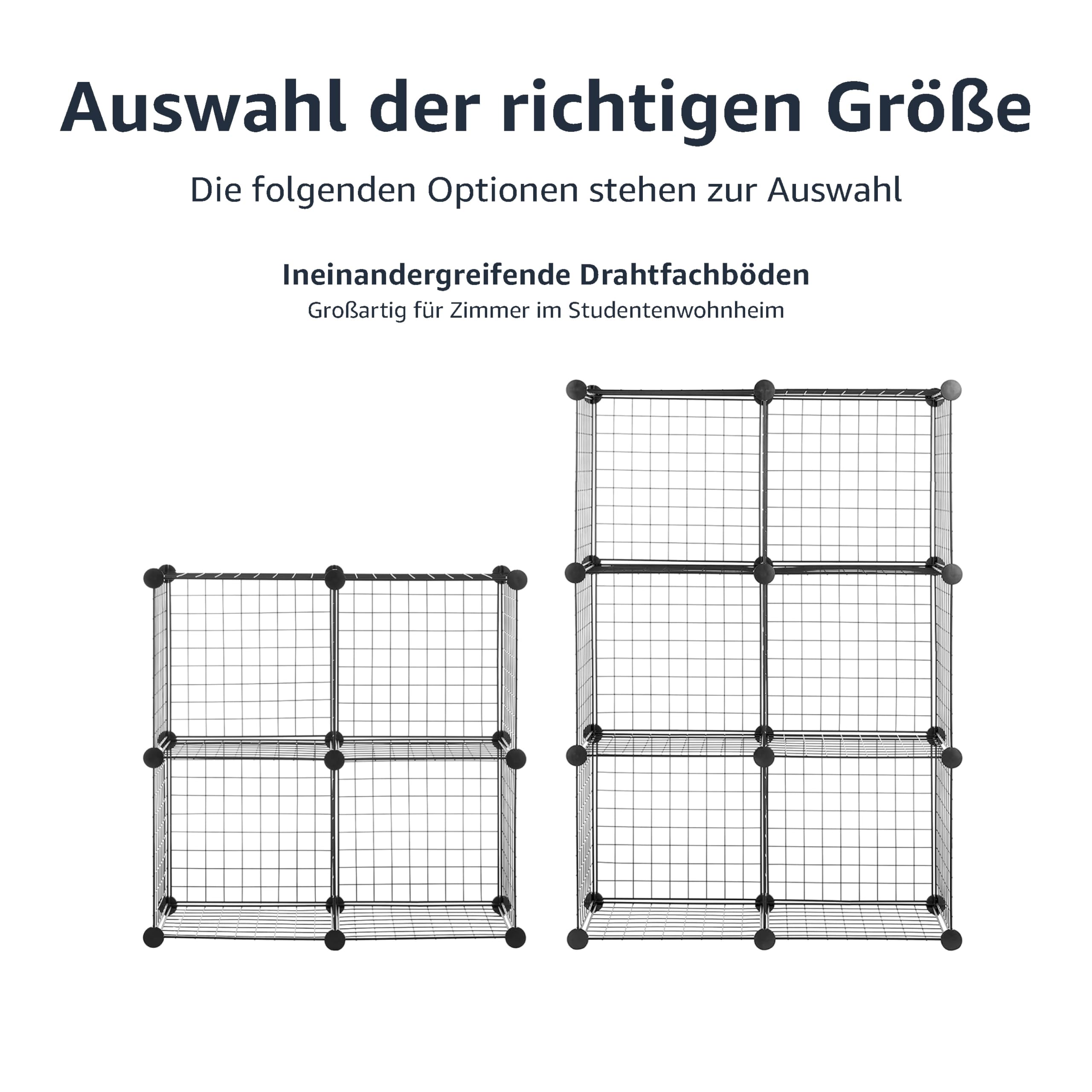 Amazon Basics 6 Stück Würfelregal aus Metall - Maximale Tragfähigkeit des Regals 27 kg, Schwarz, 77.0 x 37.0 x 113.0 cm (L x W x H)