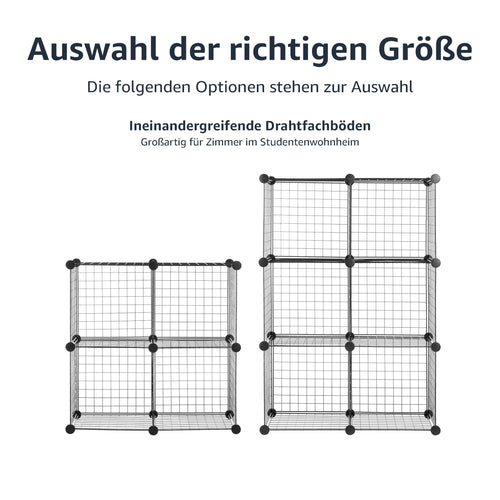 Amazon Basics 6 Stück Würfelregal aus Metall - Maximale Tragfähigkeit des Regals 27 kg, Schwarz, 77.0 x 37.0 x 113.0 cm (L x W x H)